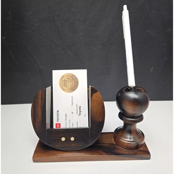 Rosewood Business Card and Pen Holder Desktop Set Kamagong Handmade Philippines - Picture 3 of 12